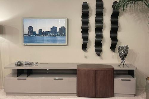Media Cabinet In Combination Lacquer & Wood